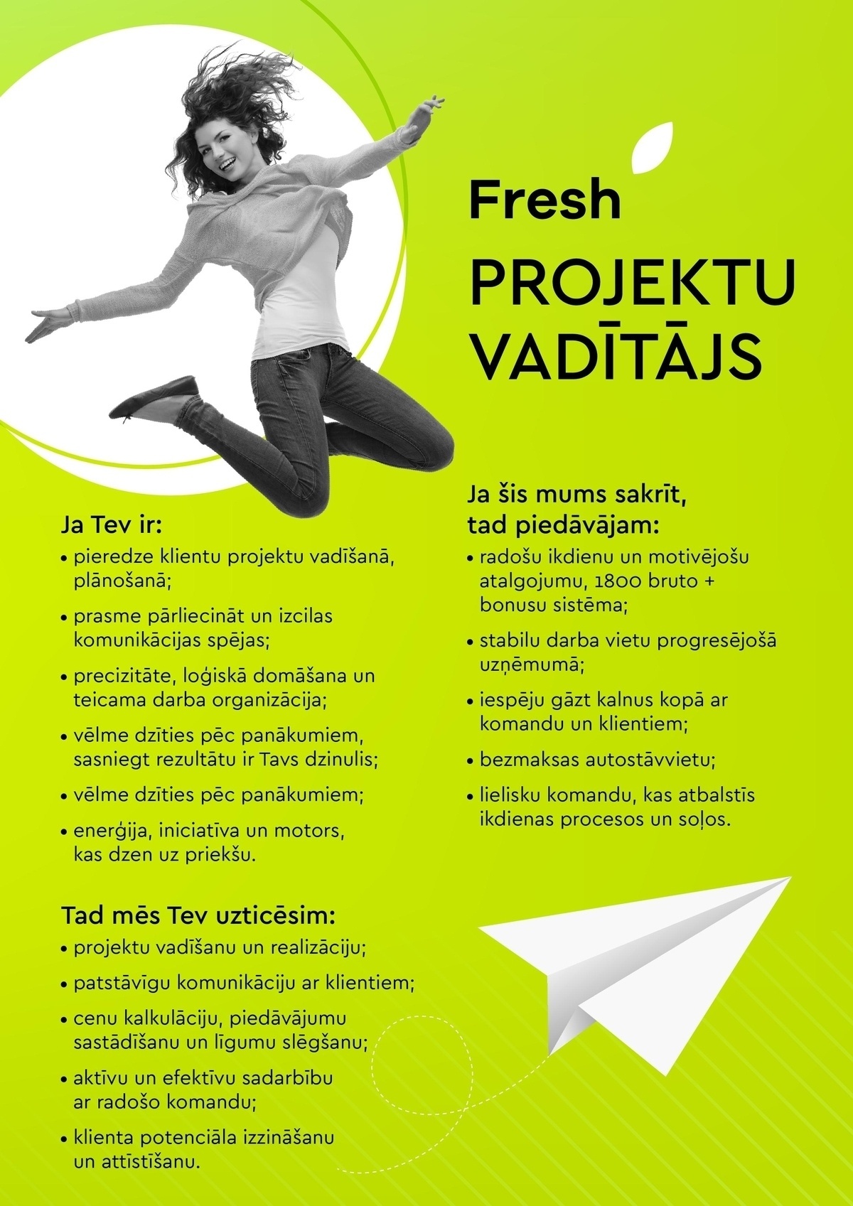 FRESH, SIA Projektu vadītājs/-a