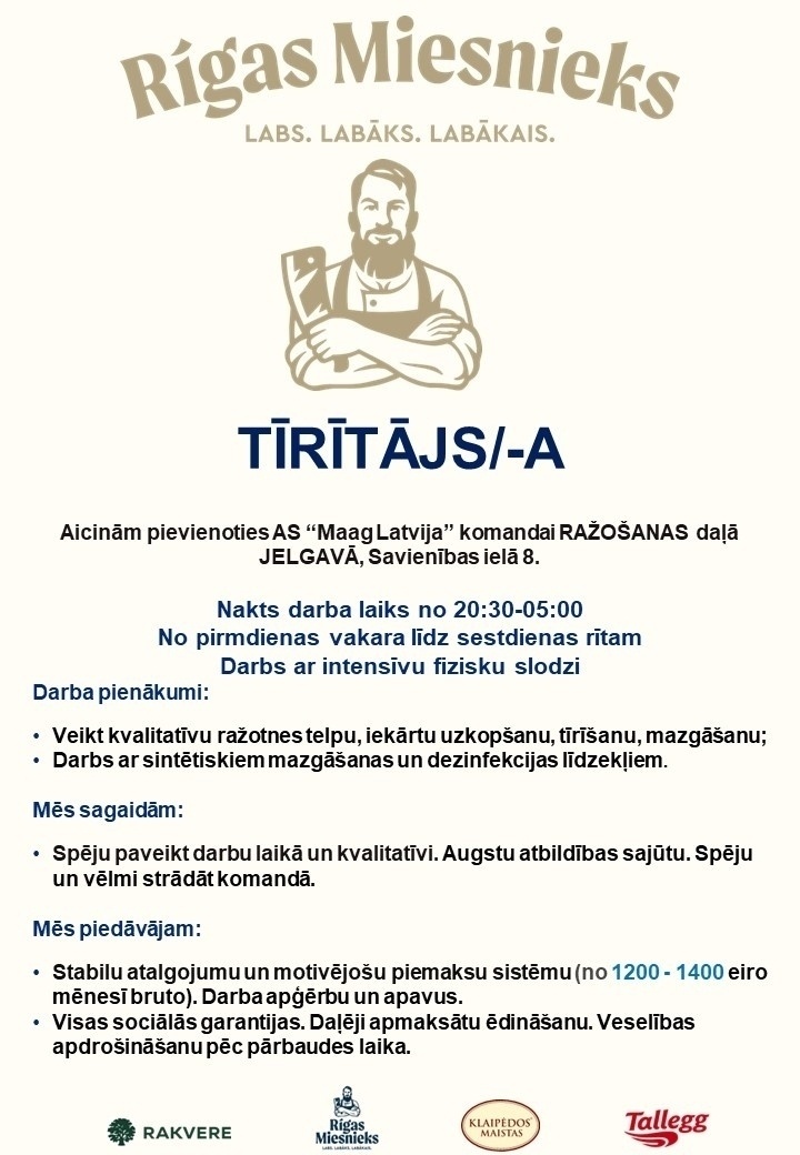 Maag Latvija, AS Tīrītājs/-a