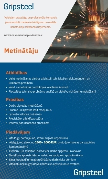 GRIPsteel, SIA Metinātājs/-a