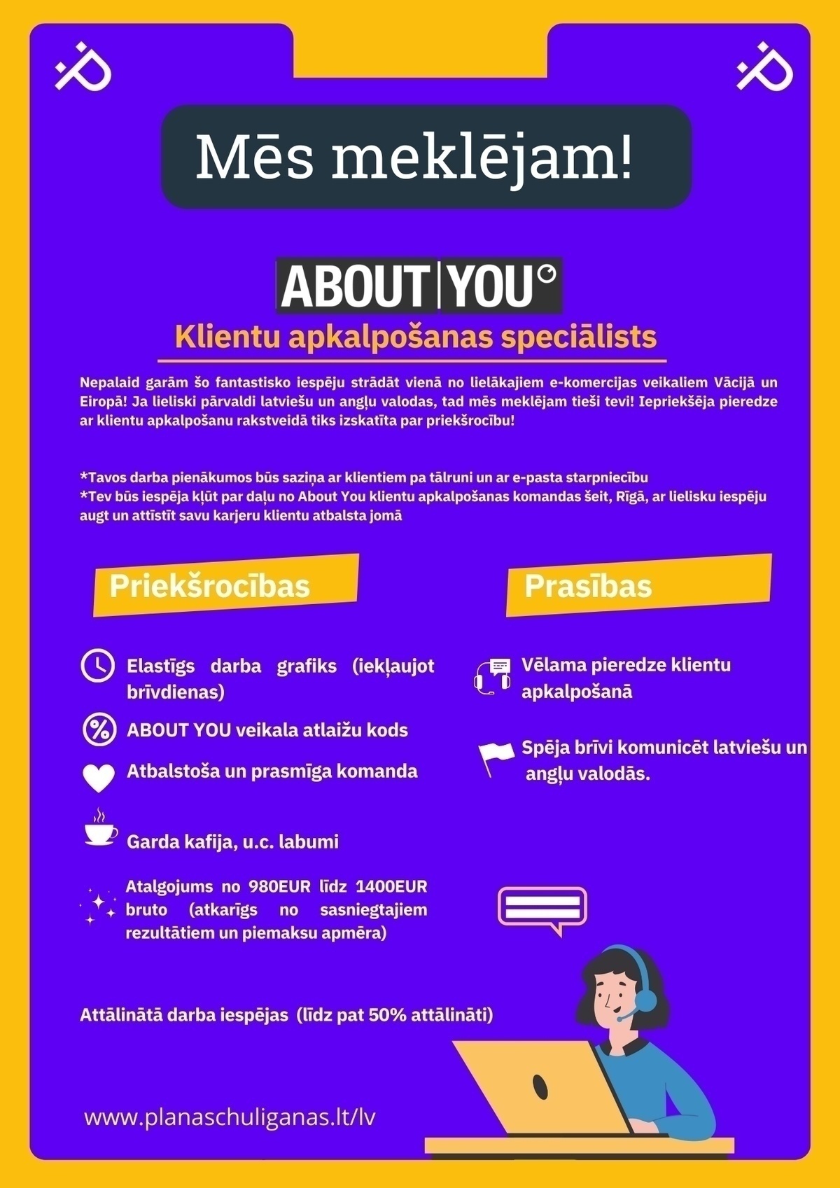 Planas Chuliganas, SIA Klientu apkalpošanas speciālists/-e