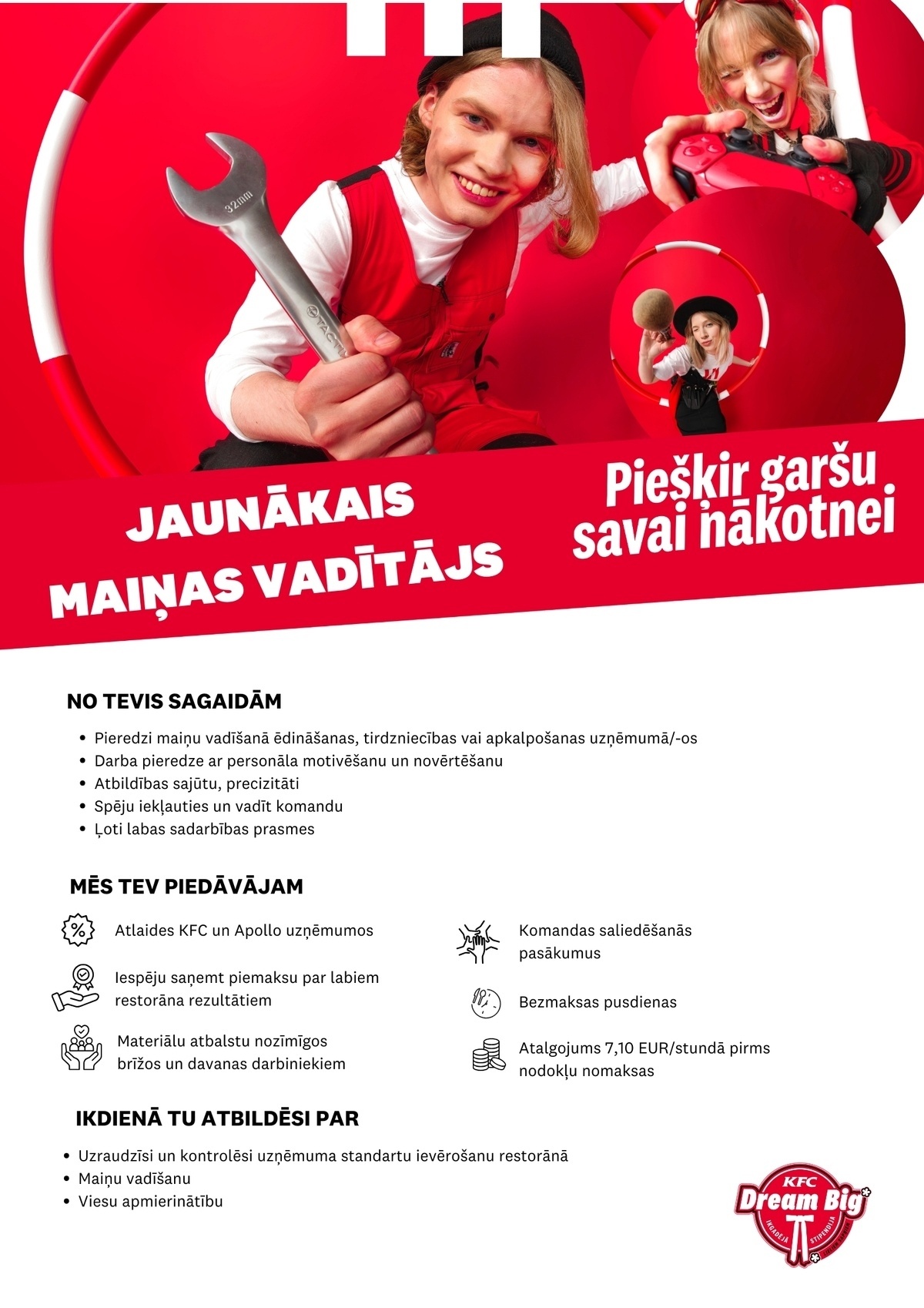 KFC "KFC" jaunākais maiņas vadītājs/-a (TC "Origo")