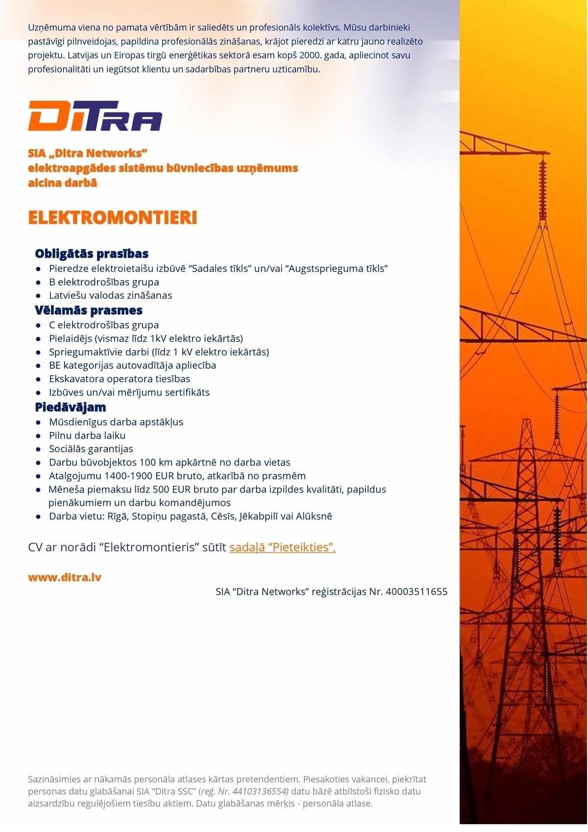 Ditra Networks, SIA Elektromontieris/-e