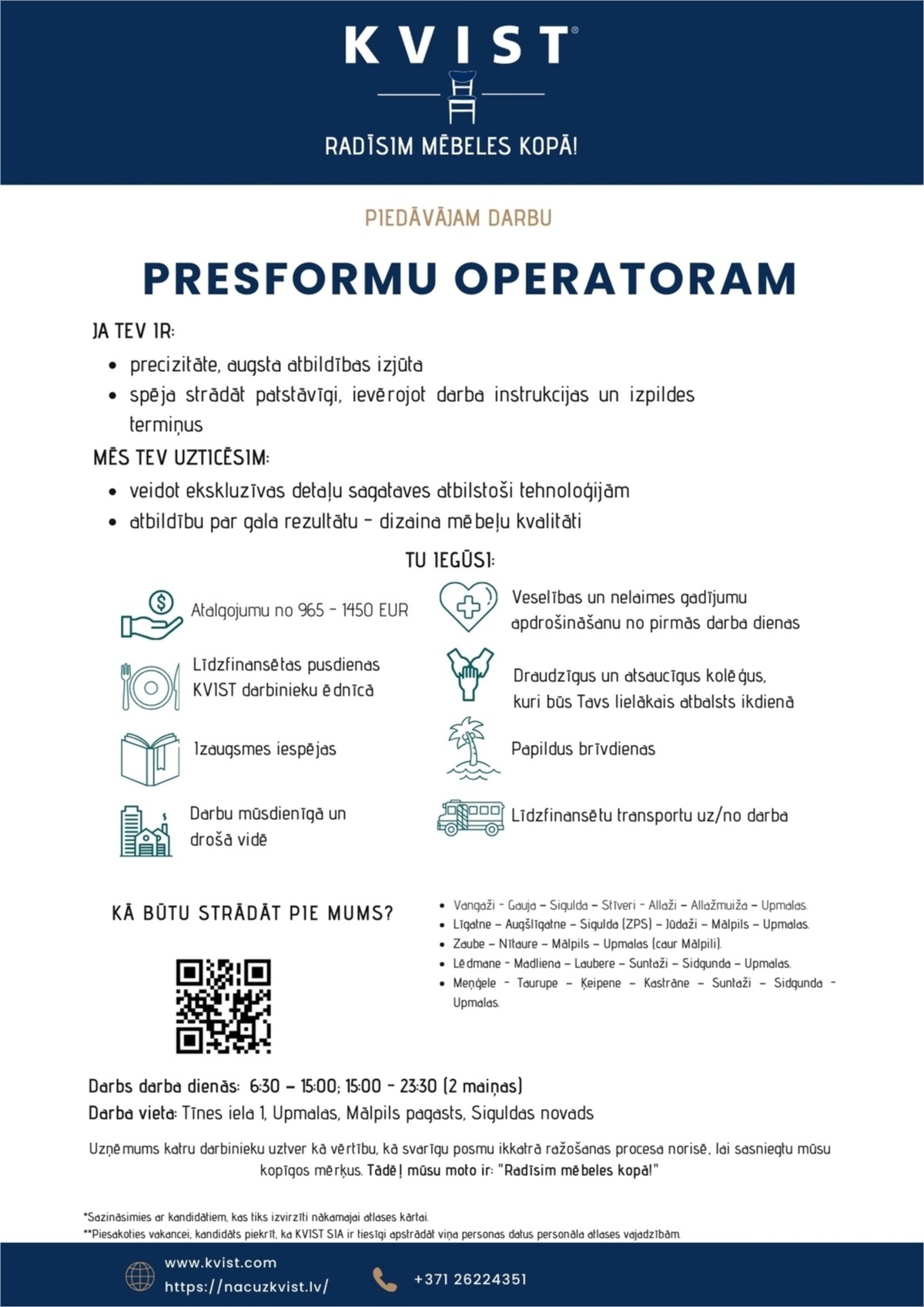 KVIST, SIA Presformu operators/-e