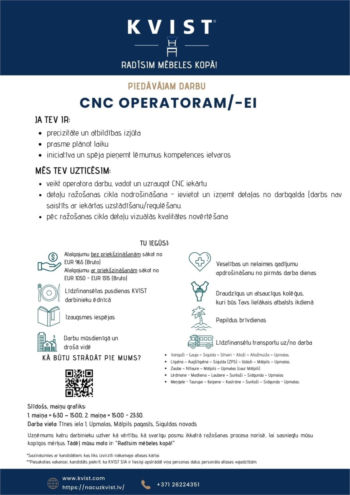 KVIST, SIA CNC-darbagalda operators/-e