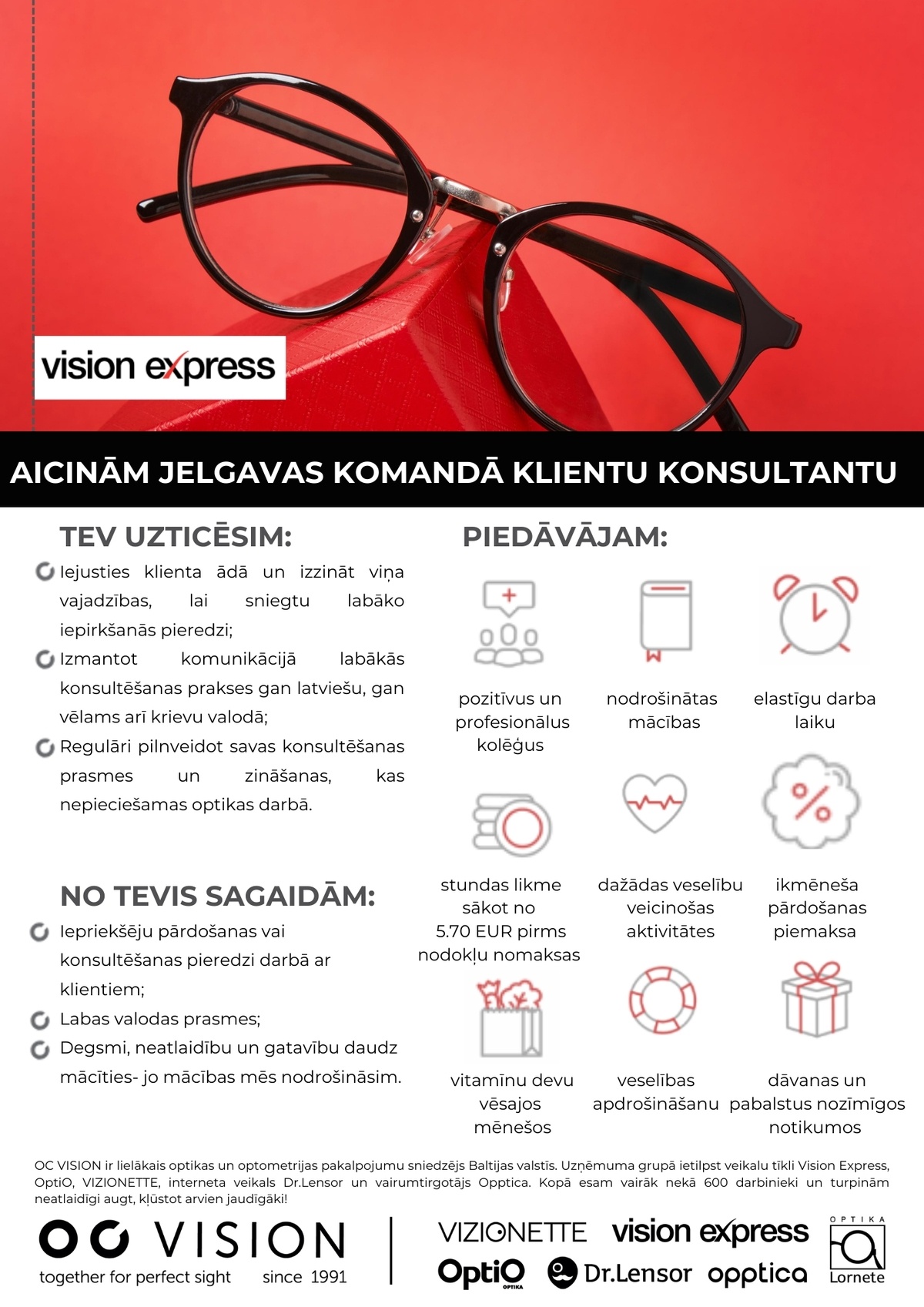 OC VISION, SIA Klientu konsultants Vision Express Jelgavā