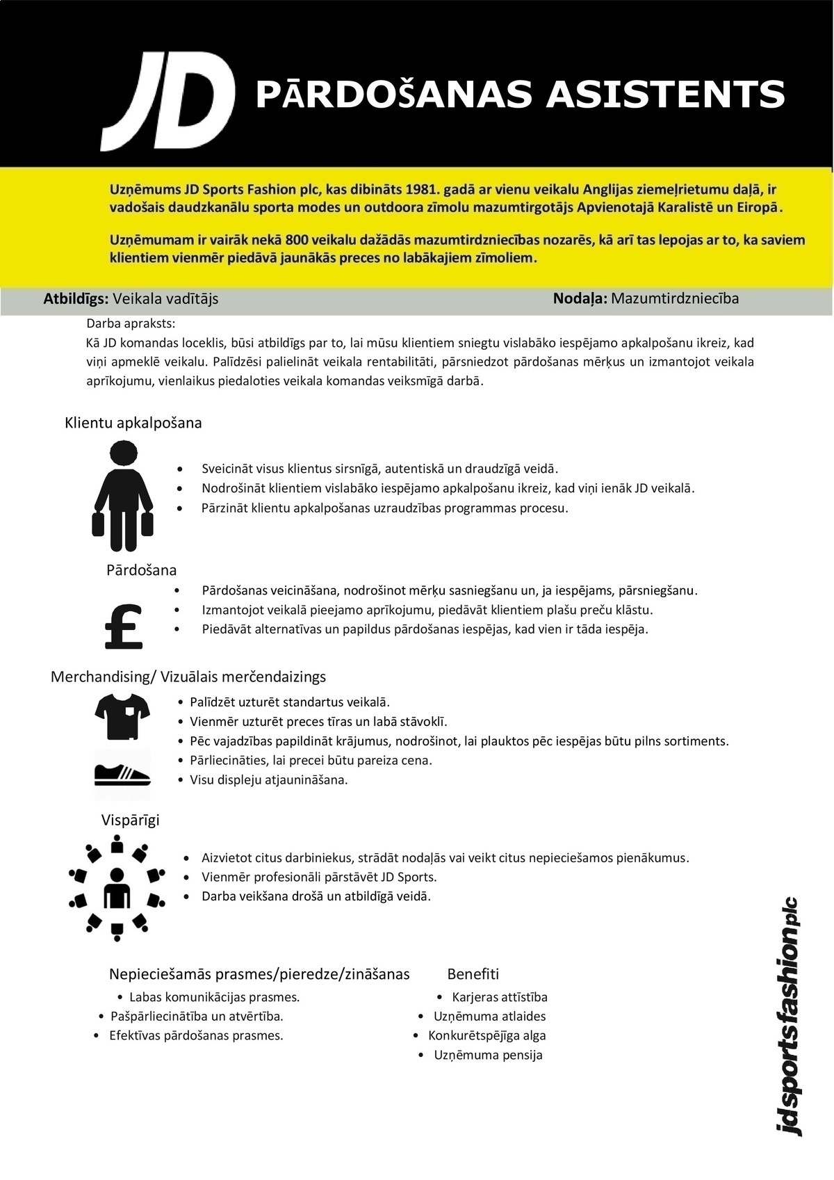 Marketing Investment Group Latvia, SIA "JD Sports" Klientu konsultants/-e TC "Akropole"