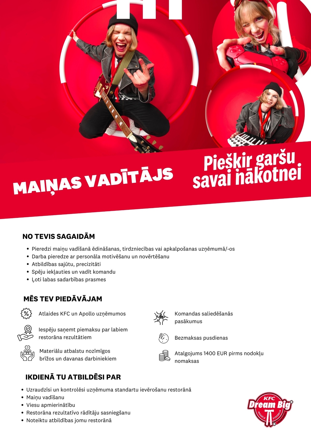 KFC Vecākais/-ā maiņas vadītājs/-a "KFC" restorānos