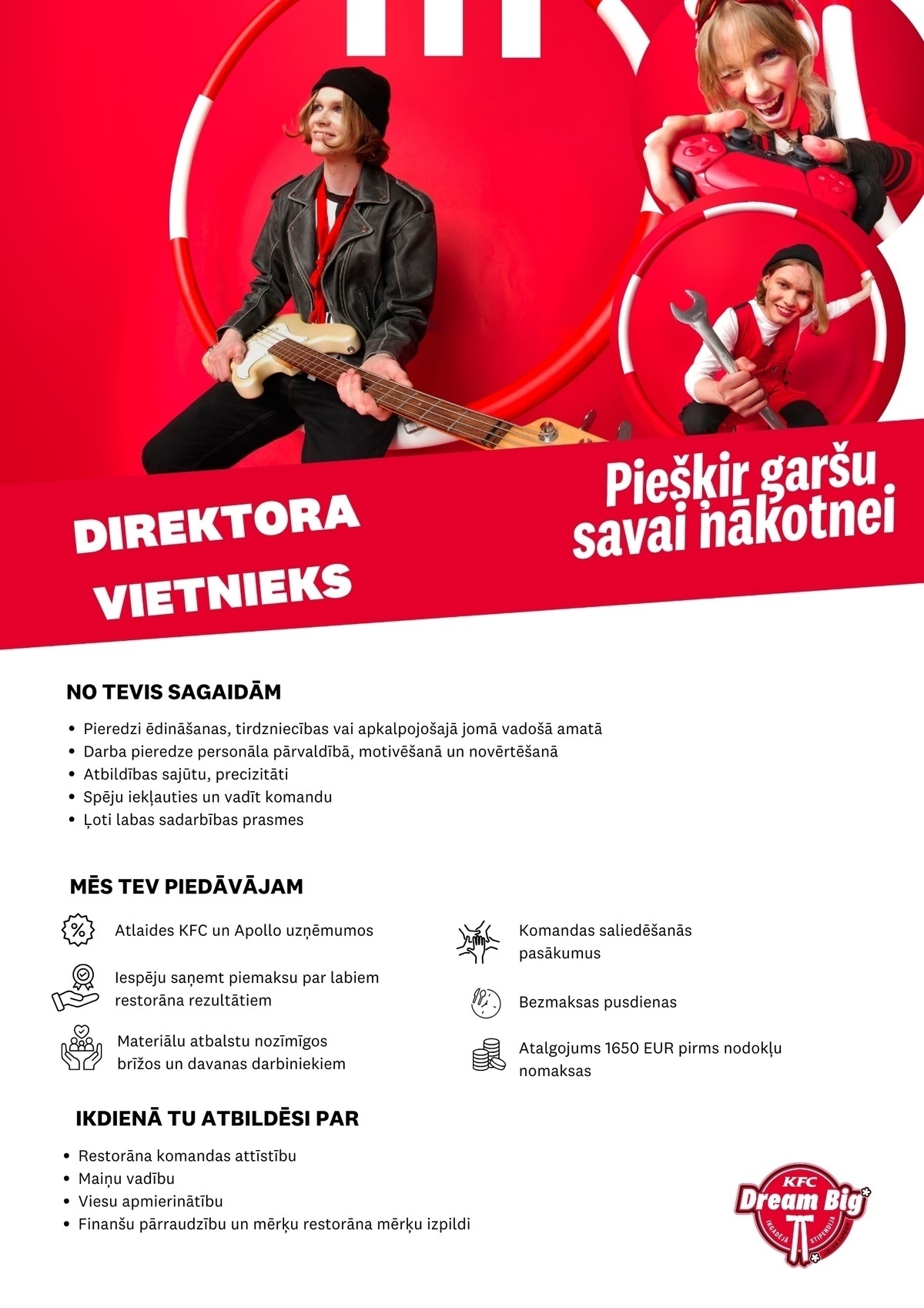 APL Latvia, SIA "KFC" restorāna direktora vietnieks/-ce