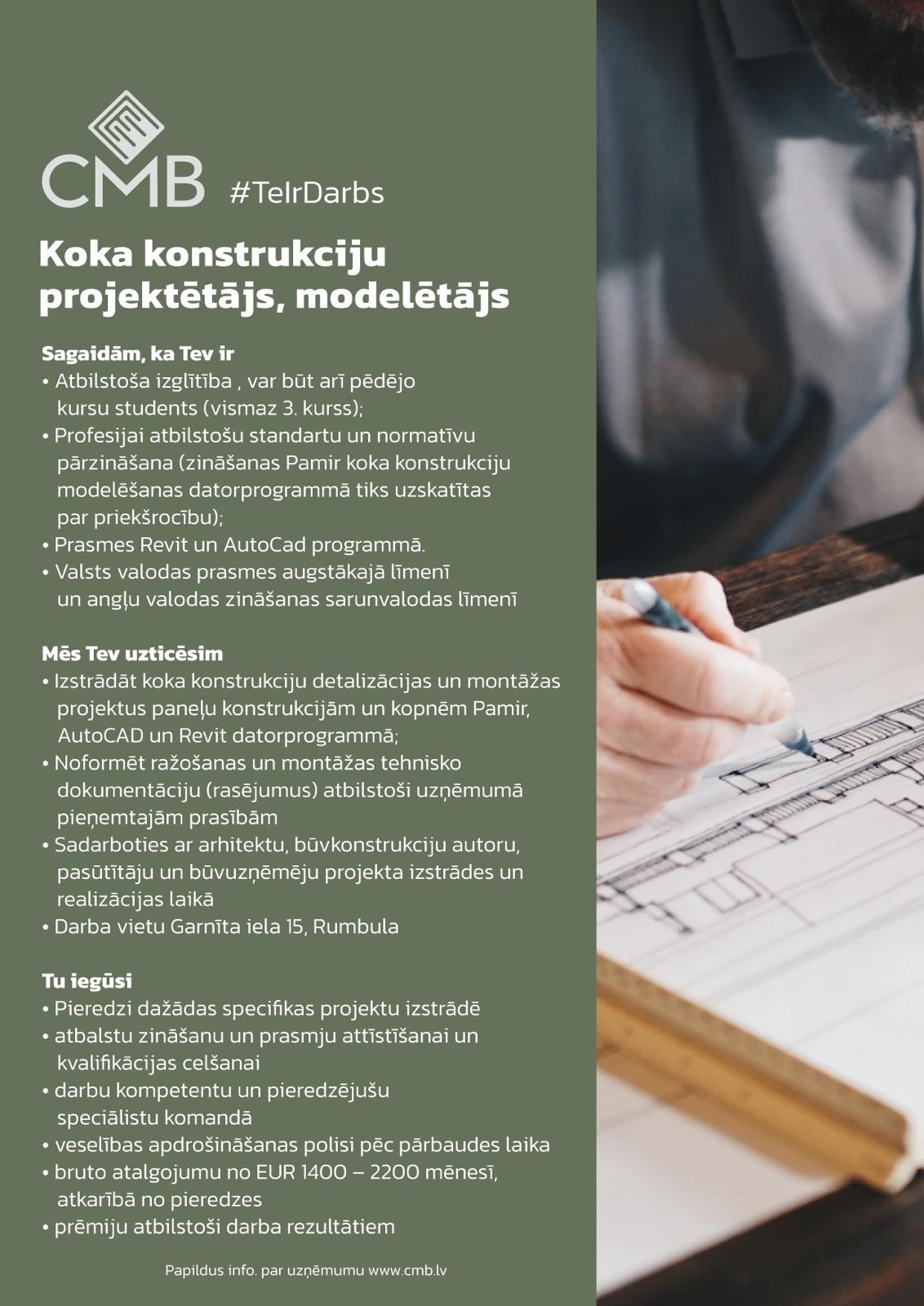 CMB Housing Factory, SIA Koka konstrukciju modelētājs/-a, projektētājs/-a