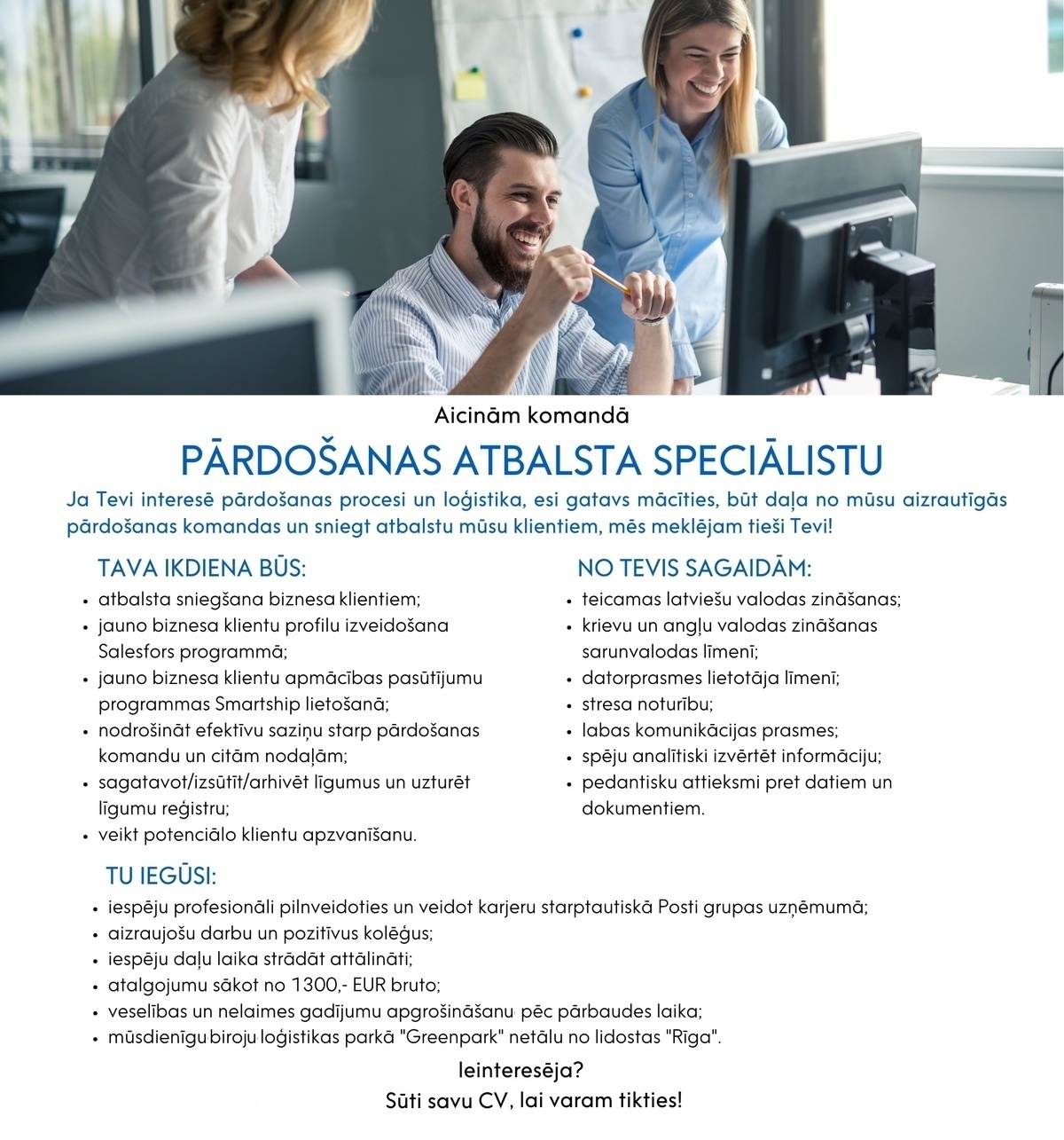 Itella Logistics, SIA Pārdošanas atbalsta speciālists/-e