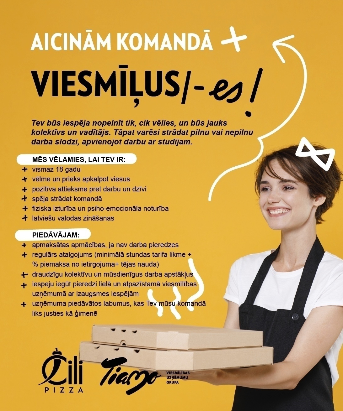 TIAMO GRUPA, SIA Viesmīlis/-e "Čili Pizza" picērijā Rīgā, Pļavnieki