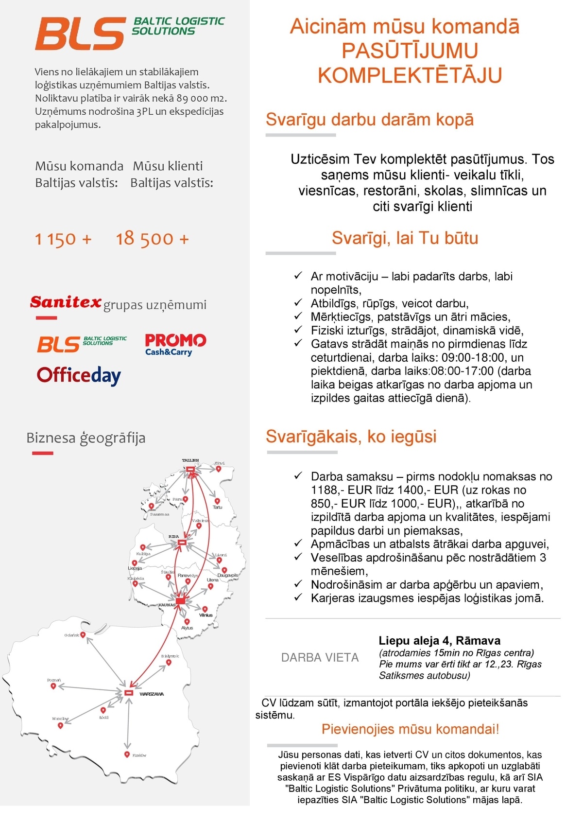 Baltic Logistic Solutions, SIA Pasūtījumu komplektētājs/-a