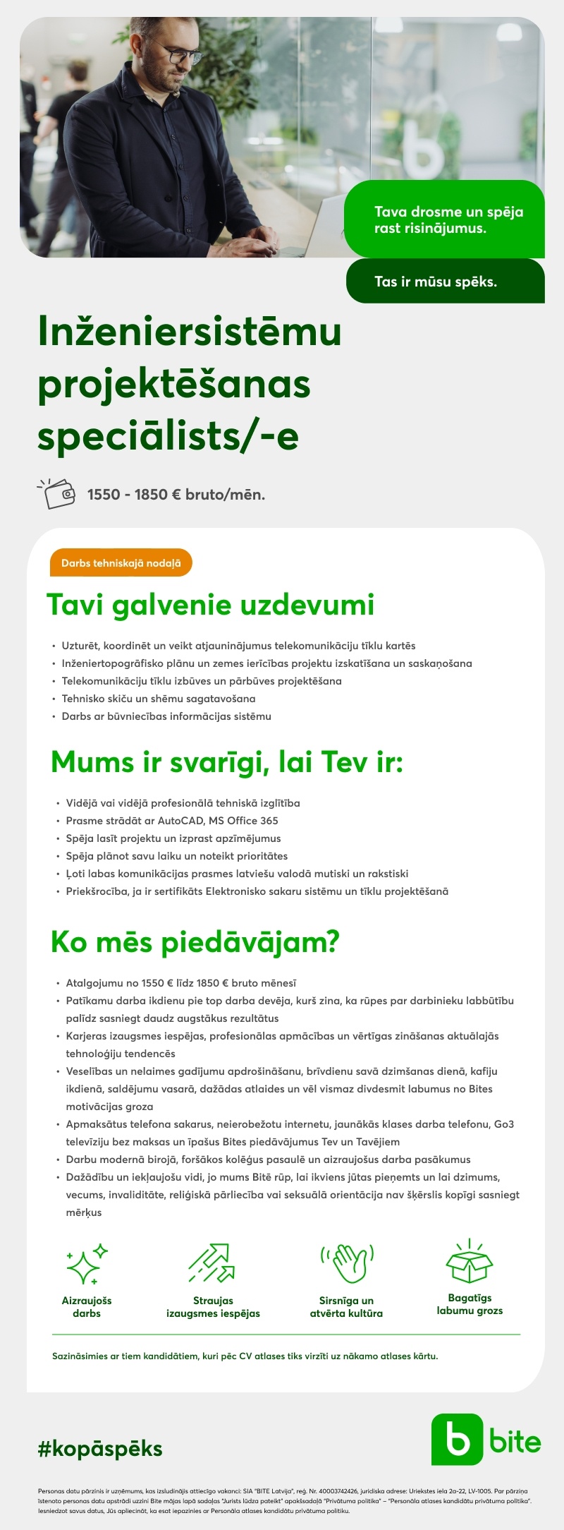 Bite Latvija Inženiersistēmu projektēšanas speciālists/-e