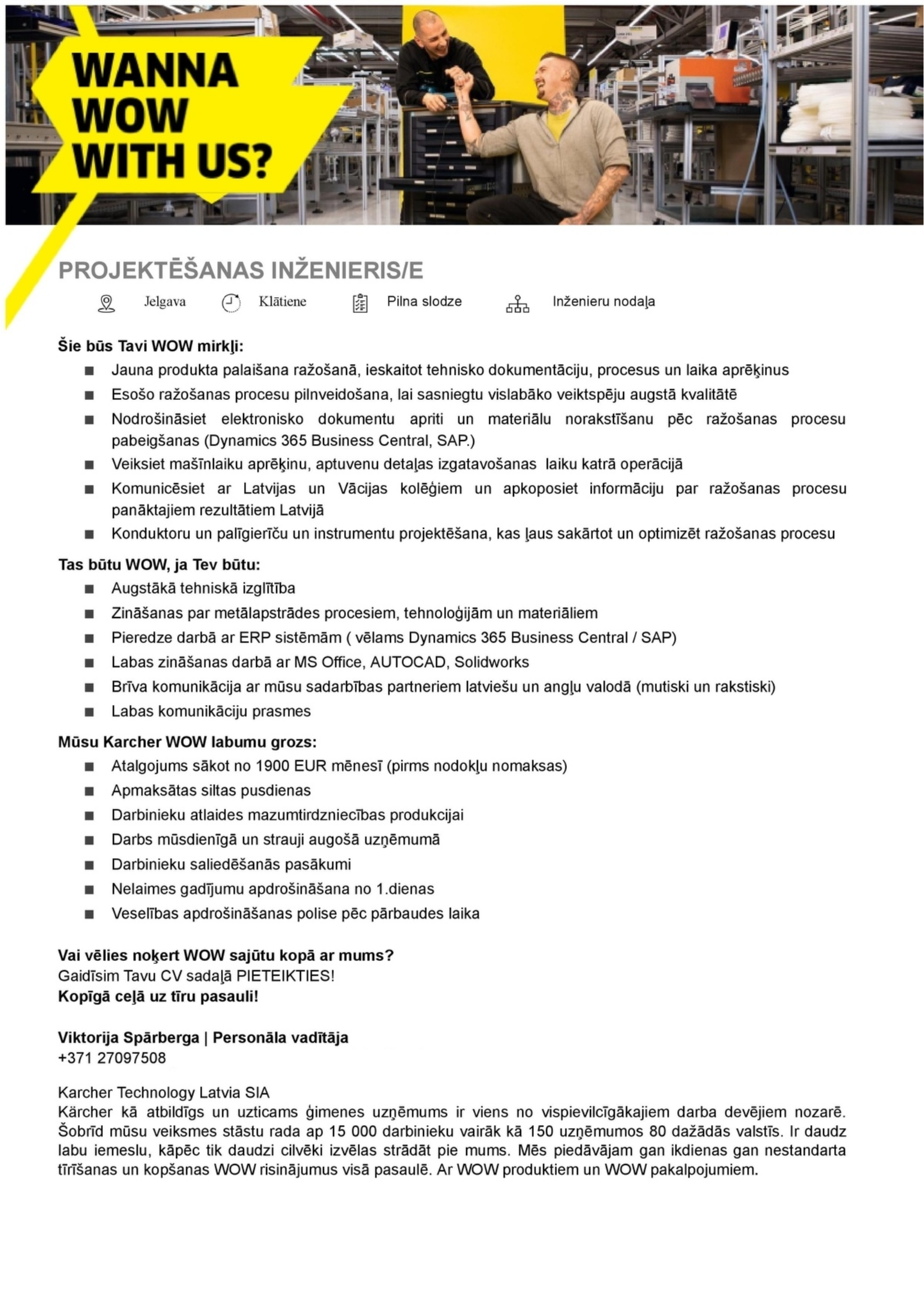 Karcher Technology Latvia, SIA Projektēšanas inženieris/-e