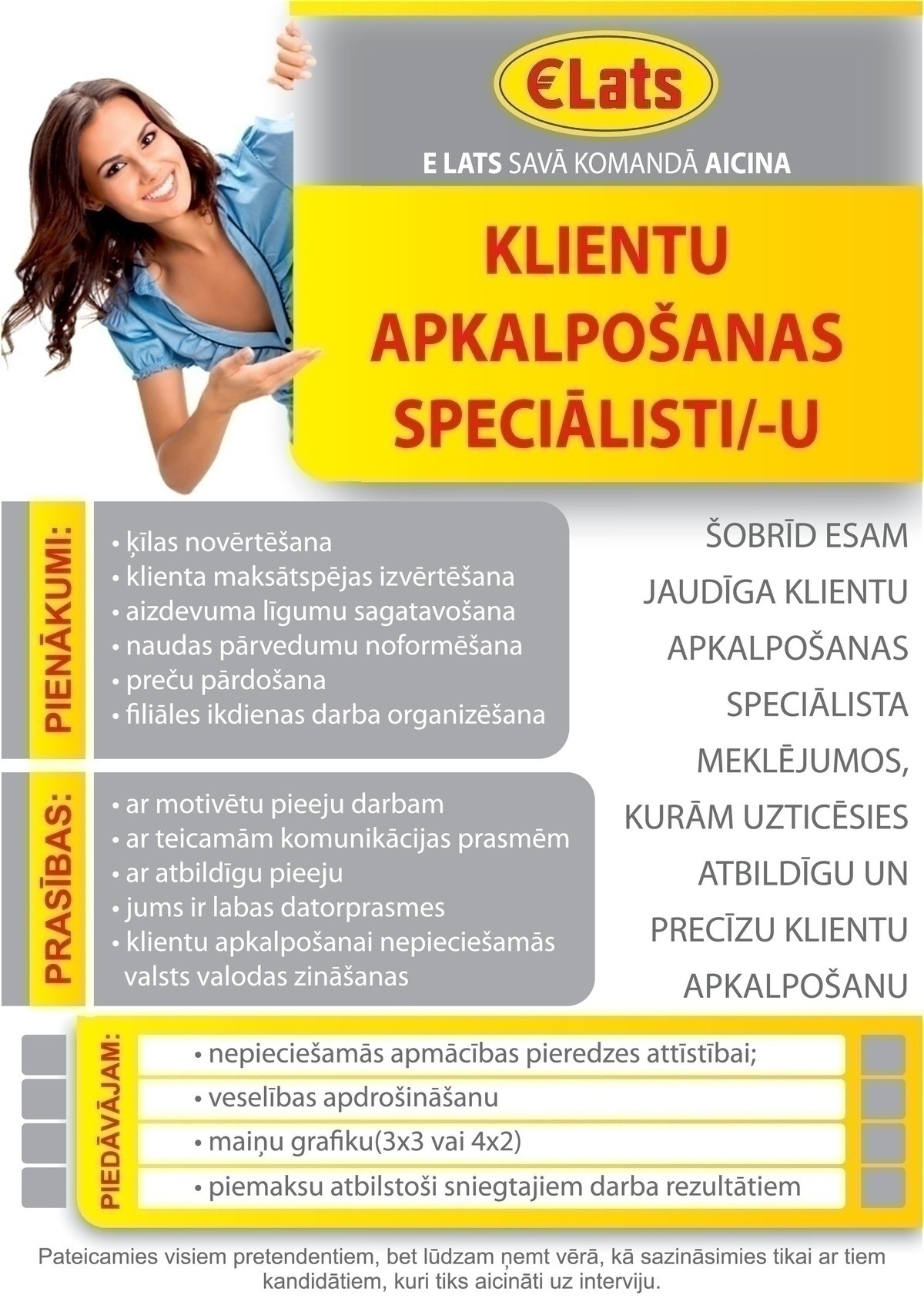 E LATS, SIA Klientu apkalpošanas speciālists/-e