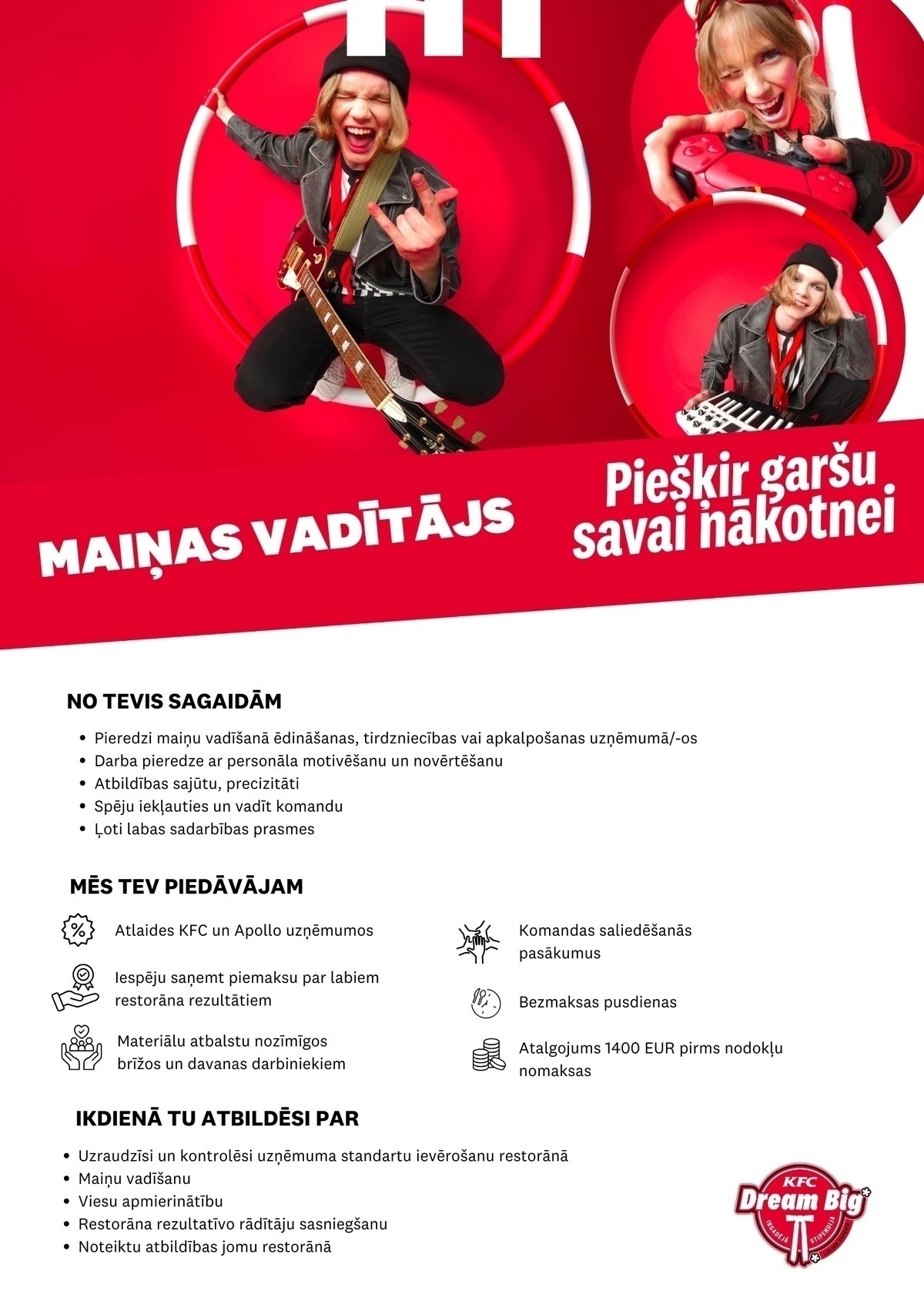 KFC Vecākais/-ā maiņas vadītājs/-a "KFC" restorānos