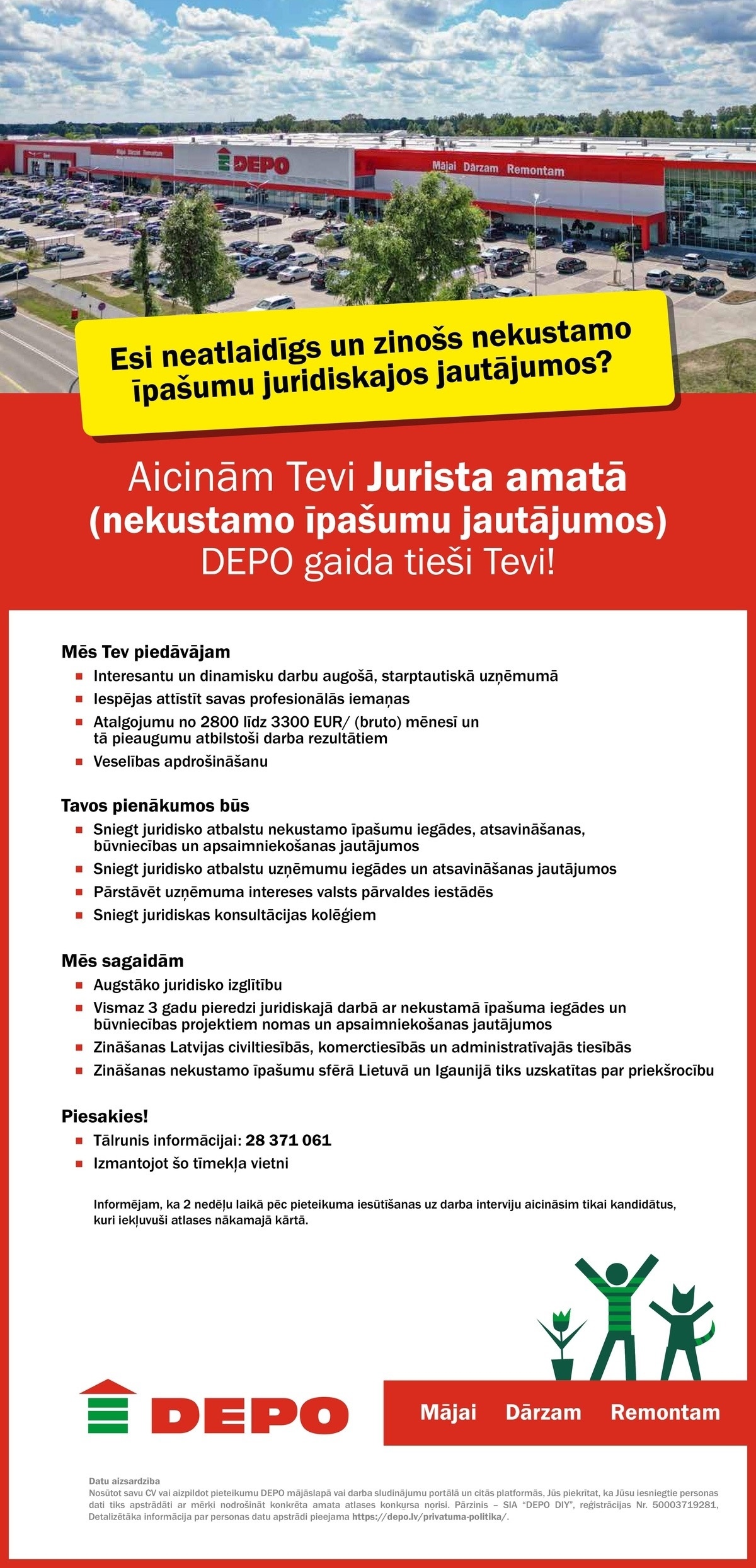 DEPO DIY, SIA Jurists/-e nekustamo īpašumu jautājumos