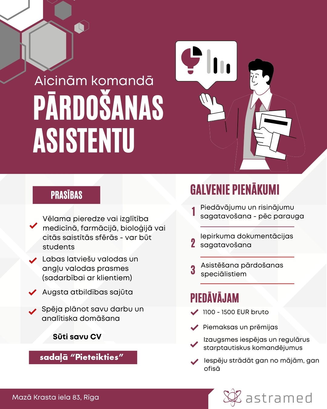 AstraMed, SIA Pārdošanas asistents/-e