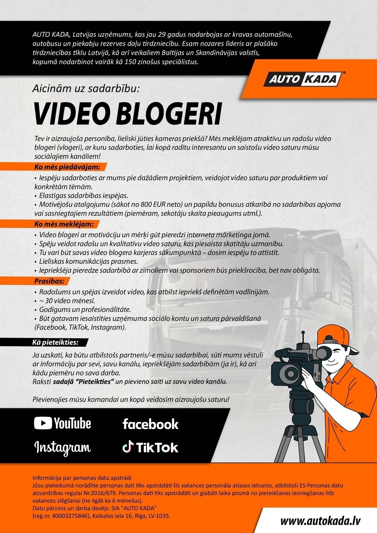 AUTO KADA, SIA Video blogeris/-e