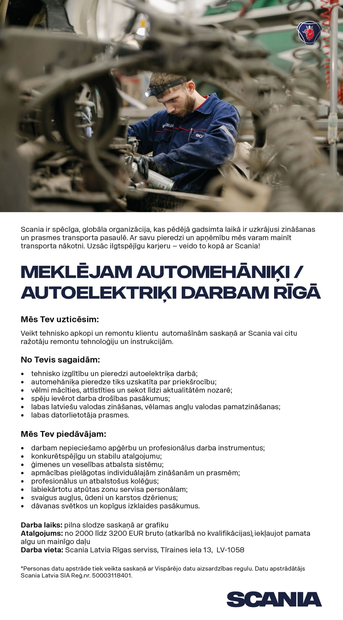 SCANIA LATVIA, SIA Automehāniķis/-e / Autoelektriķis/-e