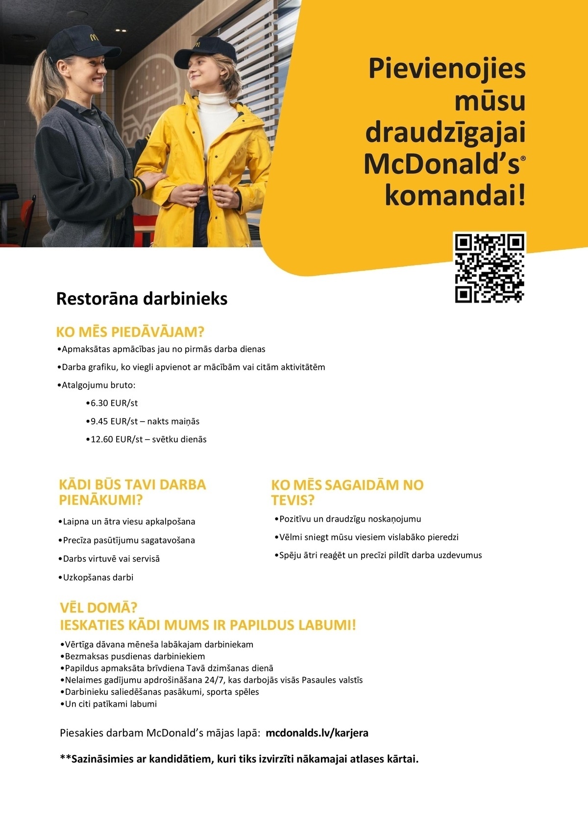 PREMIER RESTAURANTS LATVIA, SIA Virtuves darbinieks/-ce "McDonald's" PĻAVNIEKOS