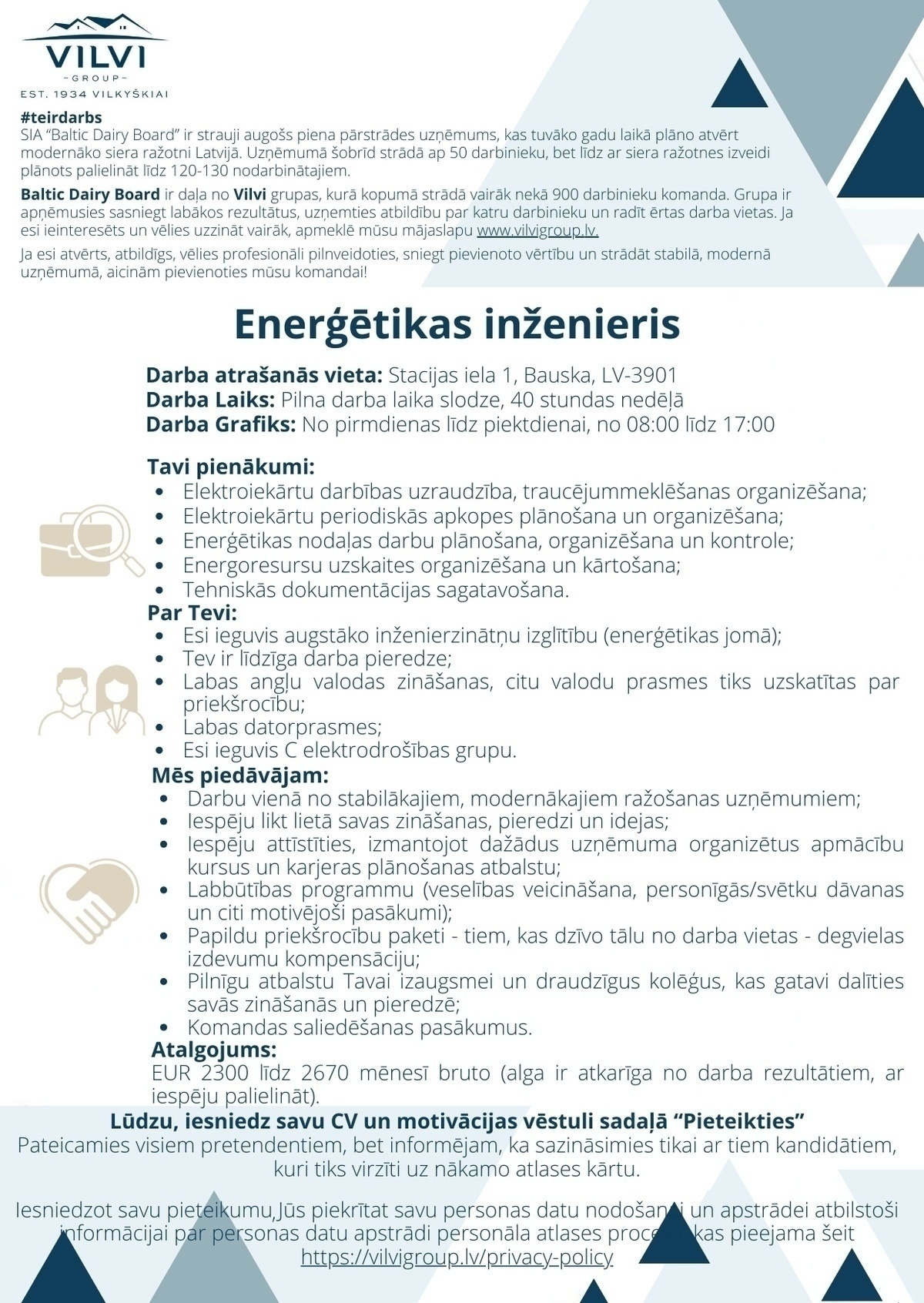 Baltic Dairy Board, SIA Enerģētikas inženieris/-e