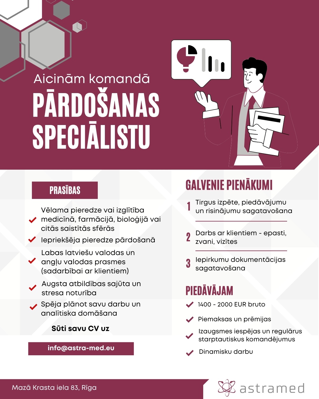 AstraMed, SIA Pārdošanas speciālists/-e