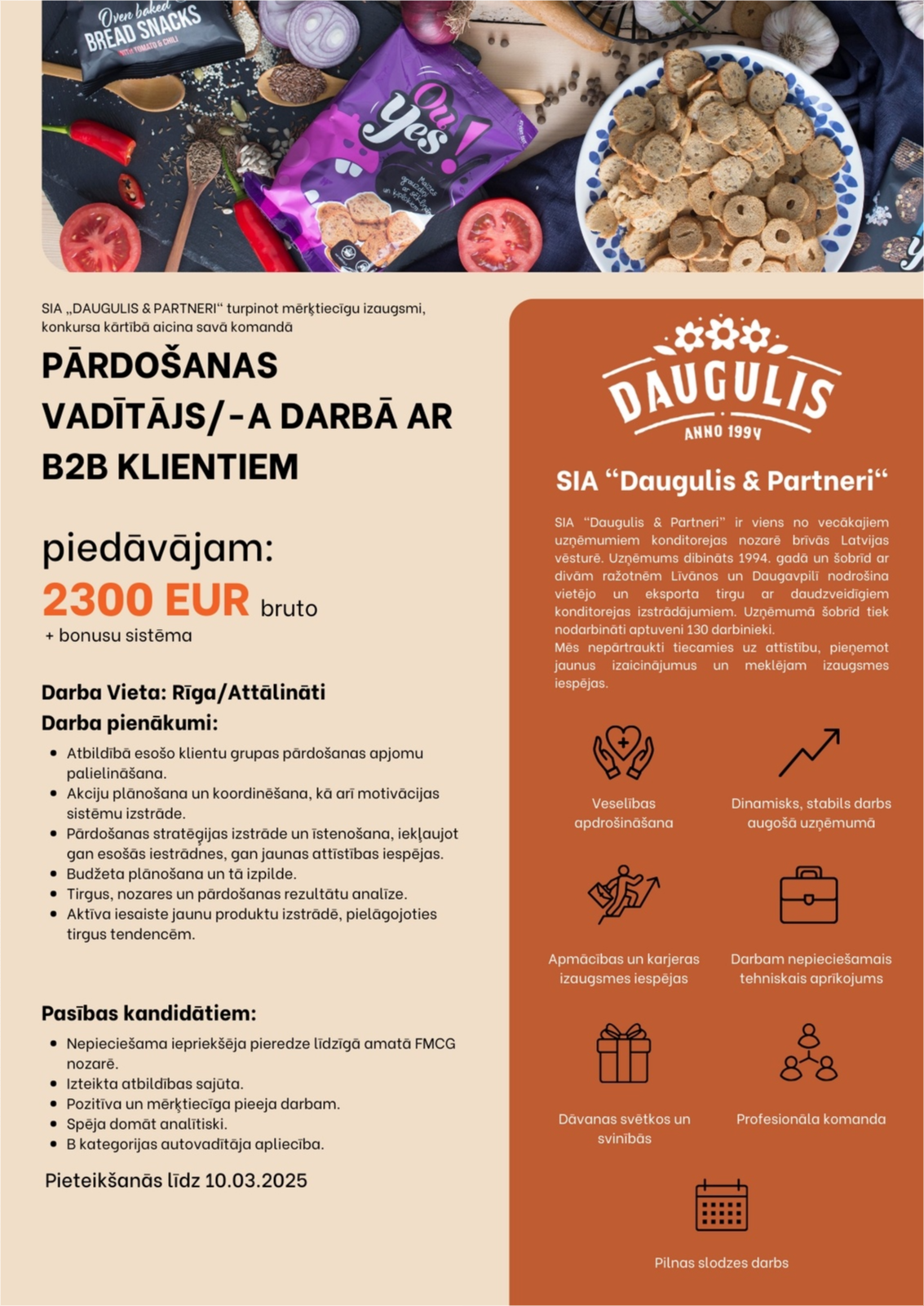 DAUGULIS & PARTNERI, SIA Pārdošanas vadītājs/-a