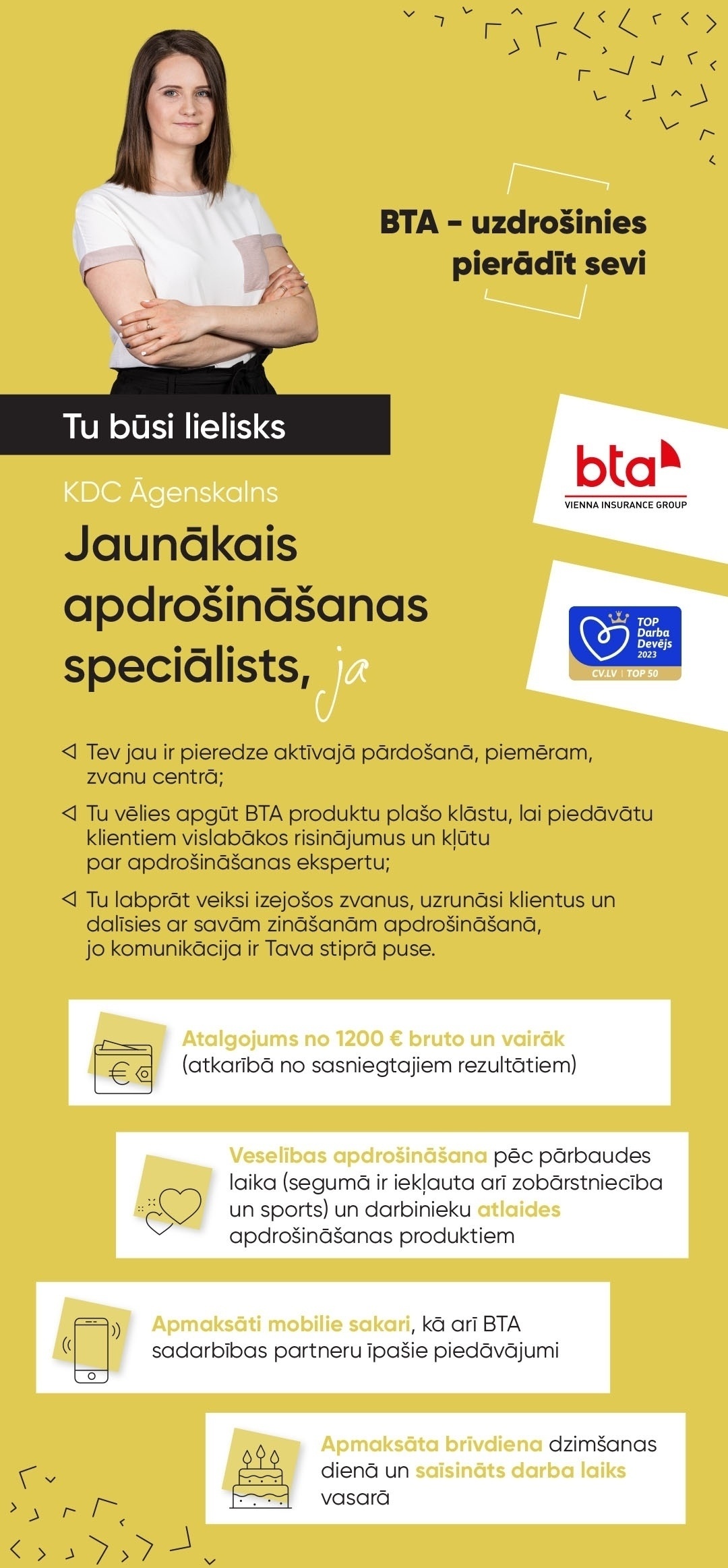 BTA Baltic Insurance Company, AS Jaunākais/-ā apdrošināšanas speciālists/-e KDC Āgenskalns