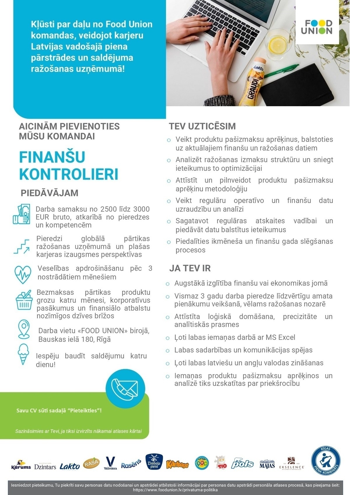 RĪGAS PIENA KOMBINĀTS, AS Finanšu kontrolieris/-e