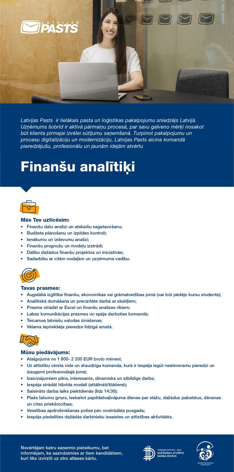 Latvijas Pasts, VAS Finanšu analītiķis/-e