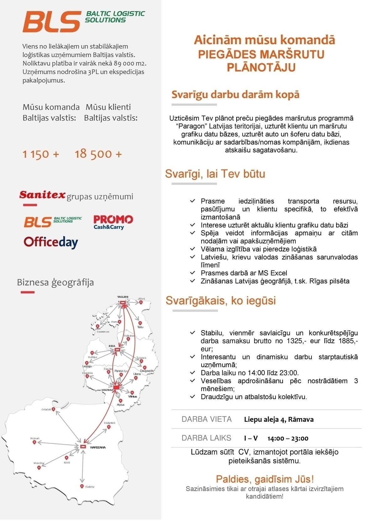 Baltic Logistic Solutions, SIA Piegādes maršrutu plānotājs/-a