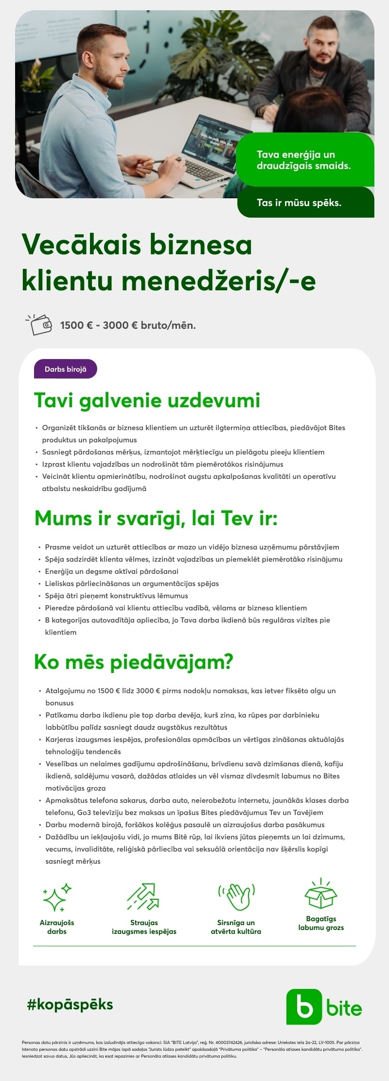 Bite Latvija Vecākais biznesa klientu menedžeris/-e