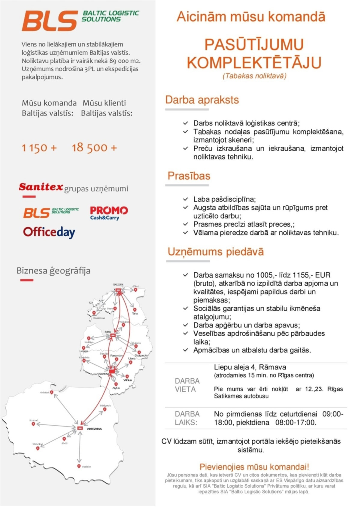 Baltic Logistic Solutions, SIA Preču komplektētājs/-a (Tabakas noliktavā)