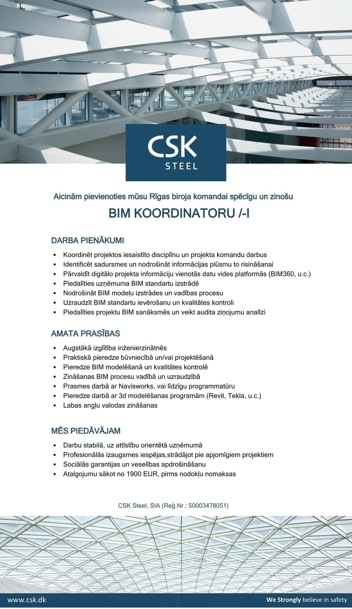 CSK STEEL, SIA BIM Koordinators/-e