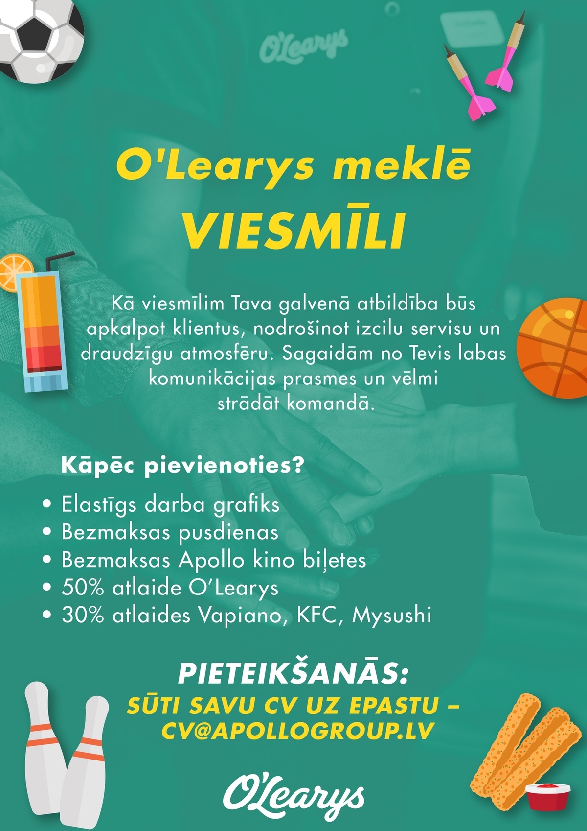 O'Learys Viesmīlis/-e "O'LEARYS" (TC "Akropole Rīga")