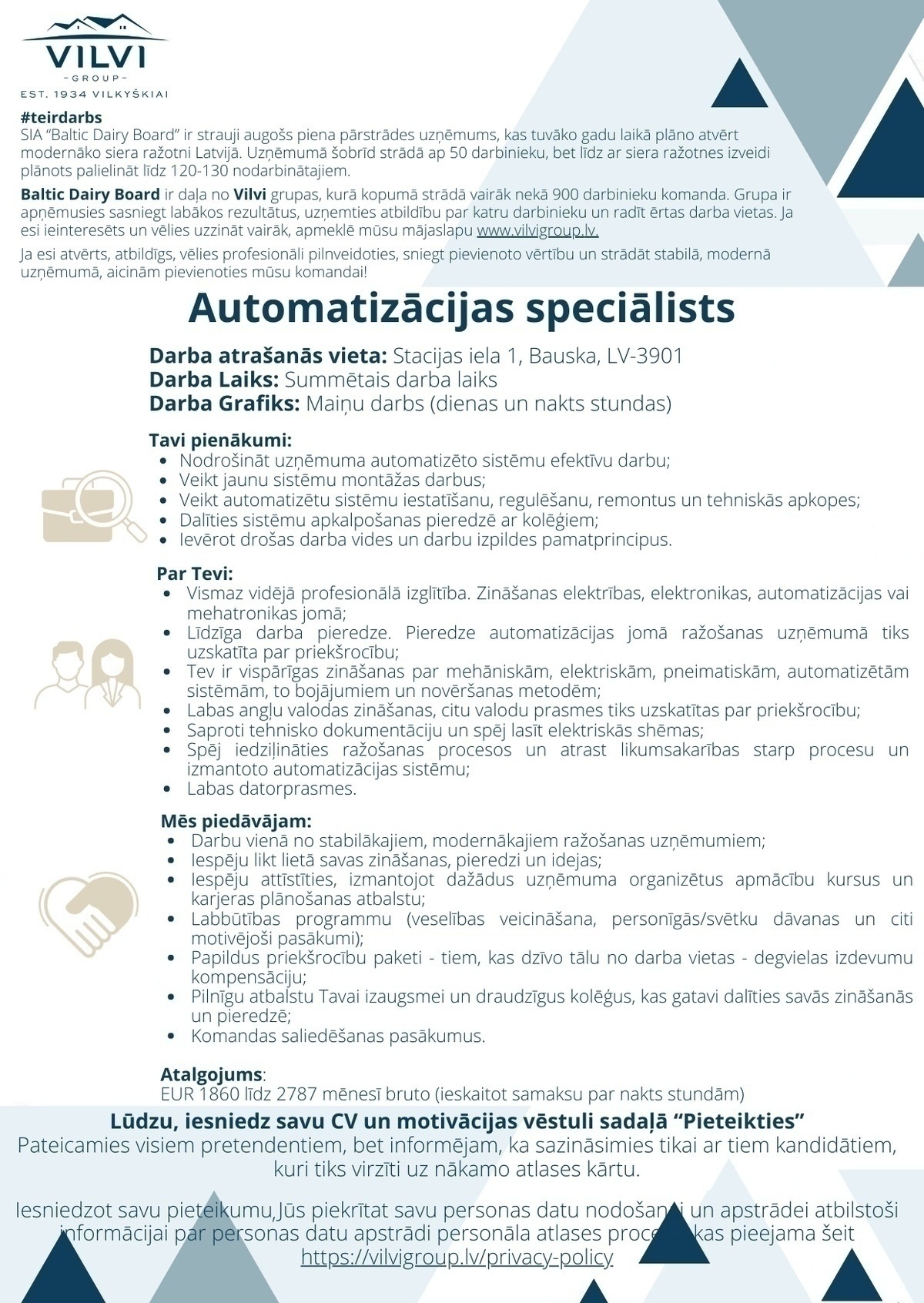 Baltic Dairy Board, SIA Automatizācijas speciālists/-e