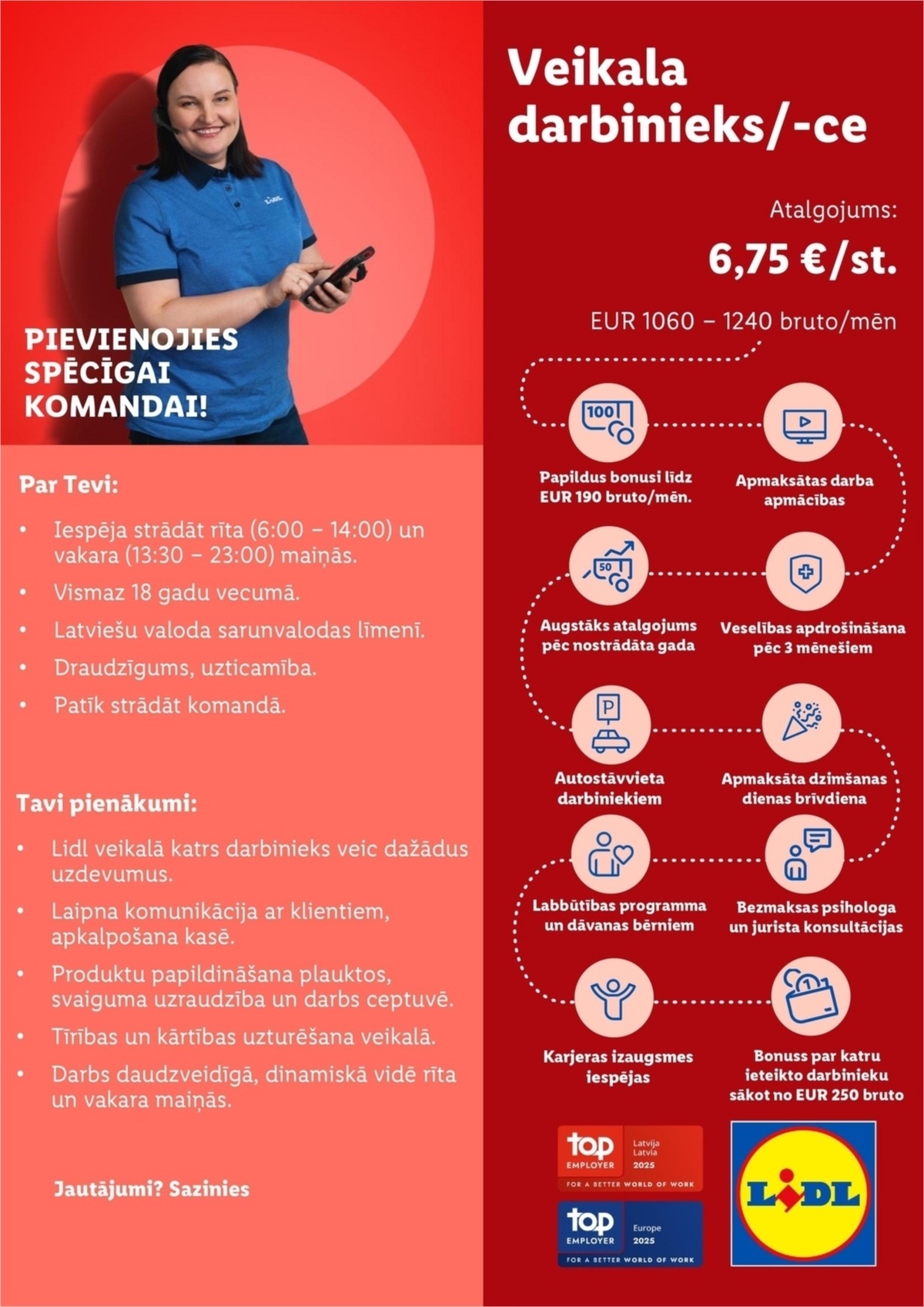 Lidl Latvija, SIA Veikala darbinieks/-ce Krasta ielā, Rīgā