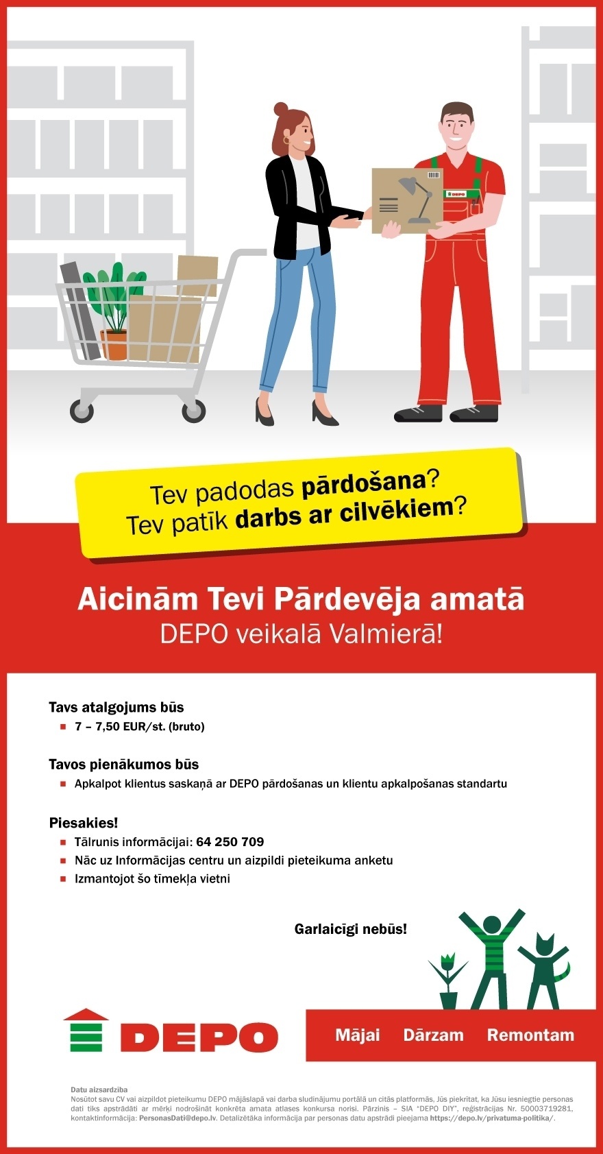 DEPO DIY, SIA Pārdevējs/-a Flīžu nodaļā, Valmierā