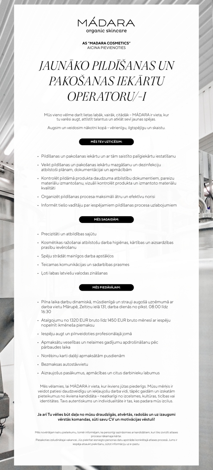 MADARA Cosmetics, AS Operators/-e