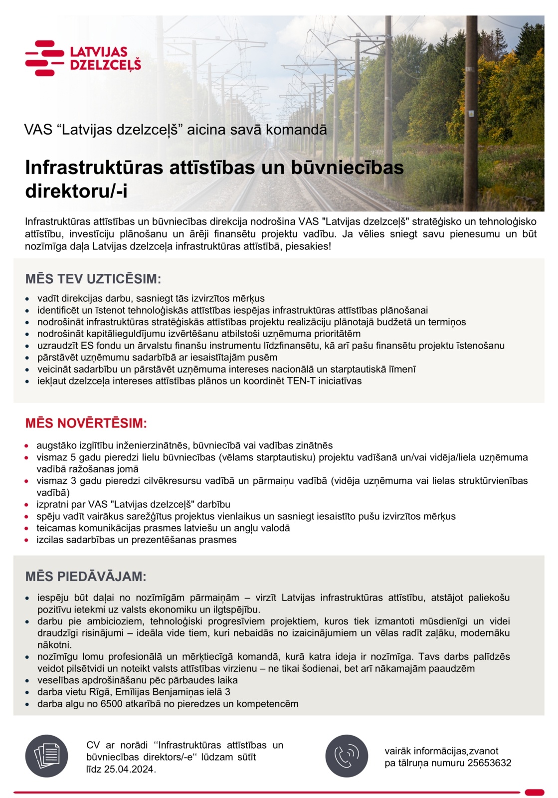 Latvijas dzelzceļš, AS Infrastruktūras attīstības un būvniecības direktors/-e