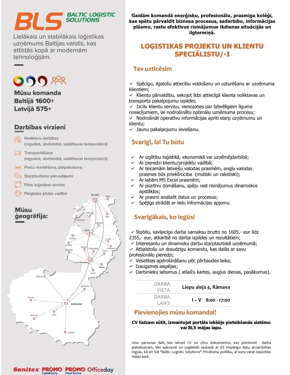 Baltic Logistic Solutions, SIA Loģistikas projektu un klientu speciālists/-e