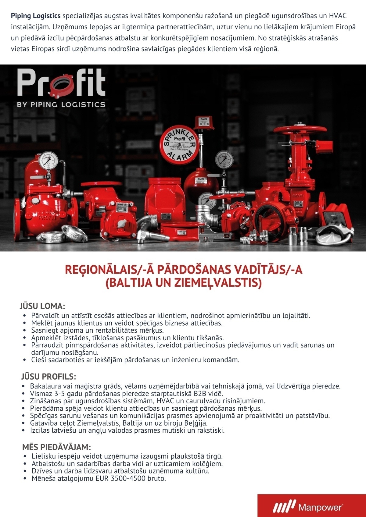 SAS "Manpower Lit" filiāle "Manpower Lit" Pārdošanas vadītājs/-a