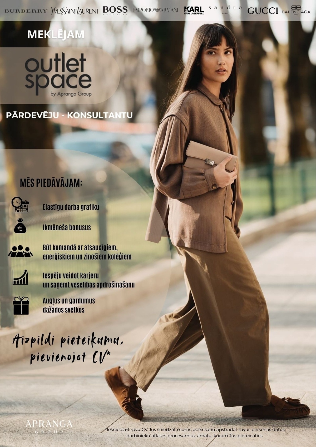 APRANGA, SIA Veikala "OUTLET SPACE" Pārdevējs/-a - Konsultants/-e "Via Jurmala Outlet Village"