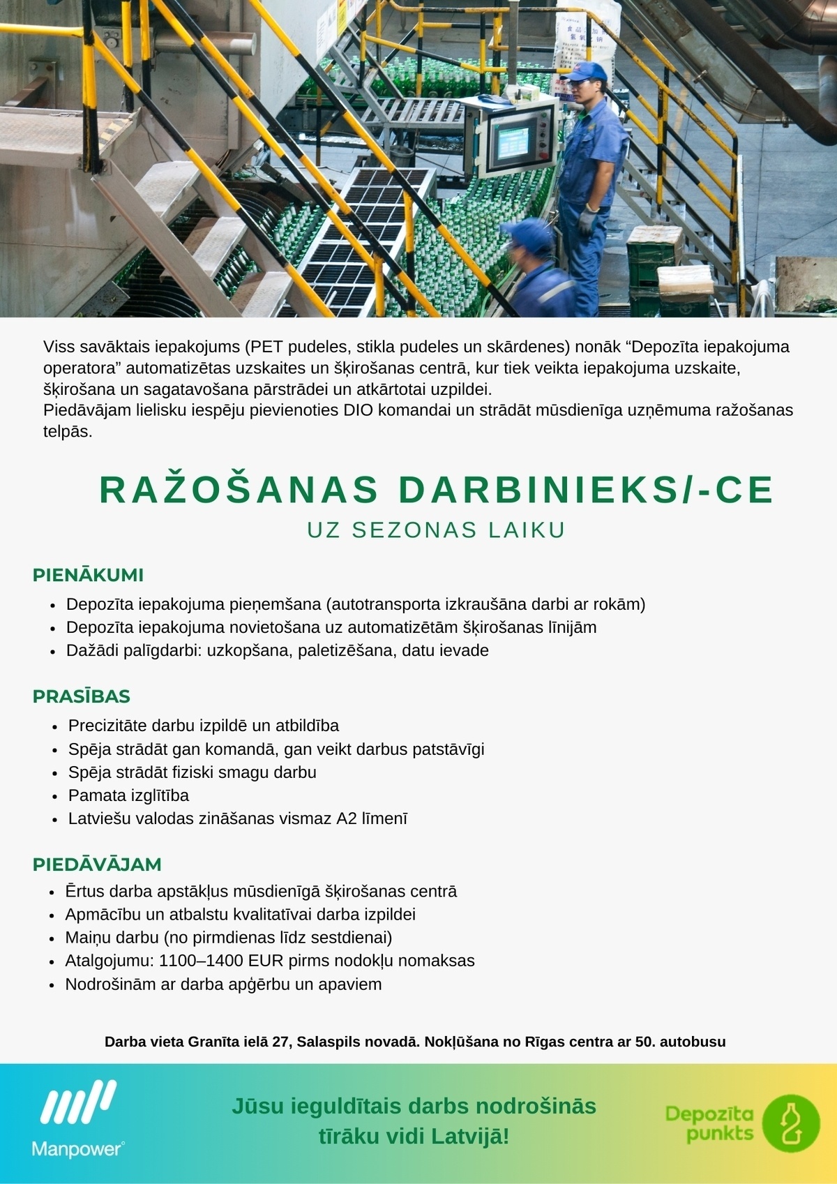 SAS "Manpower Lit" filiāle "Manpower Lit" Ražošanas darbinieks/-ce