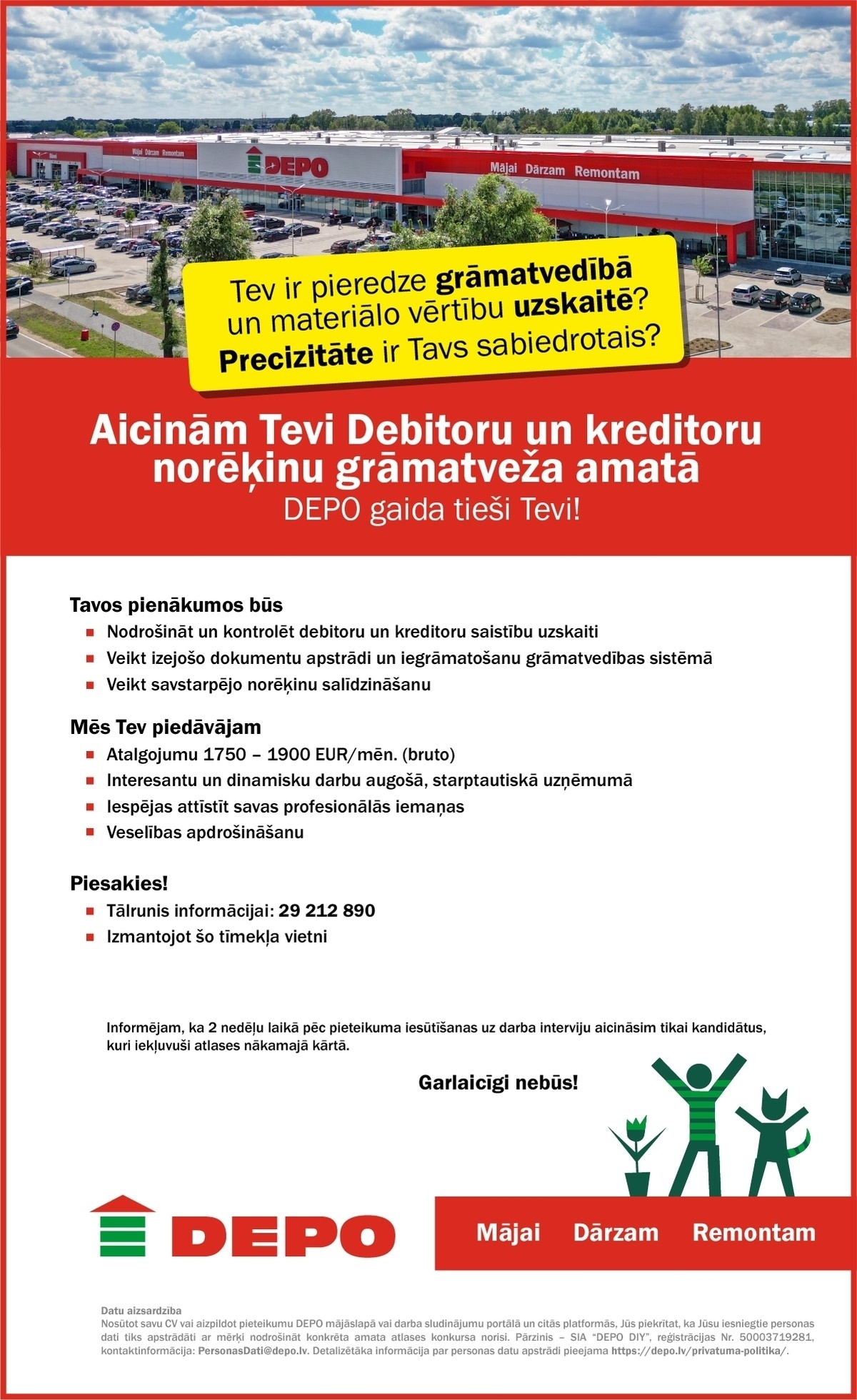 DEPO DIY, SIA Debitoru un kreditoru norēķinu grāmatvedis/-e