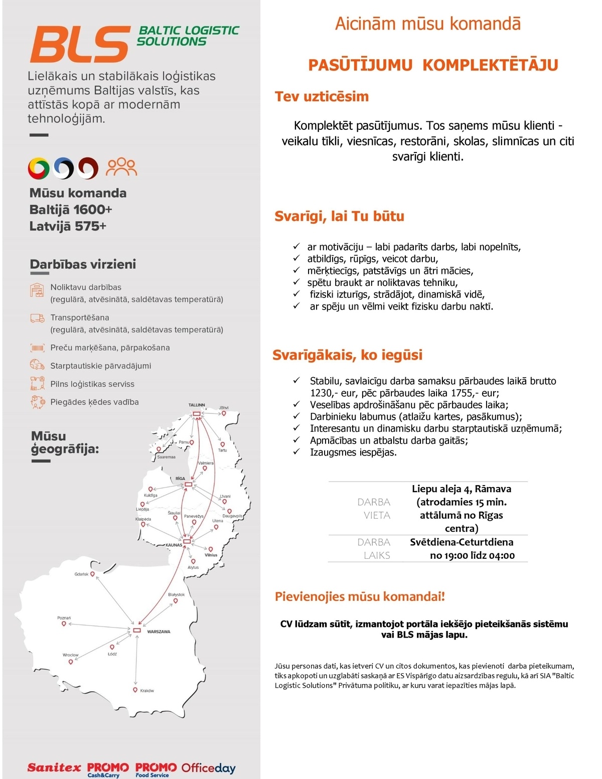 Baltic Logistic Solutions, SIA Pasūtījumu komplektētājs/-a (nakts maiņās)