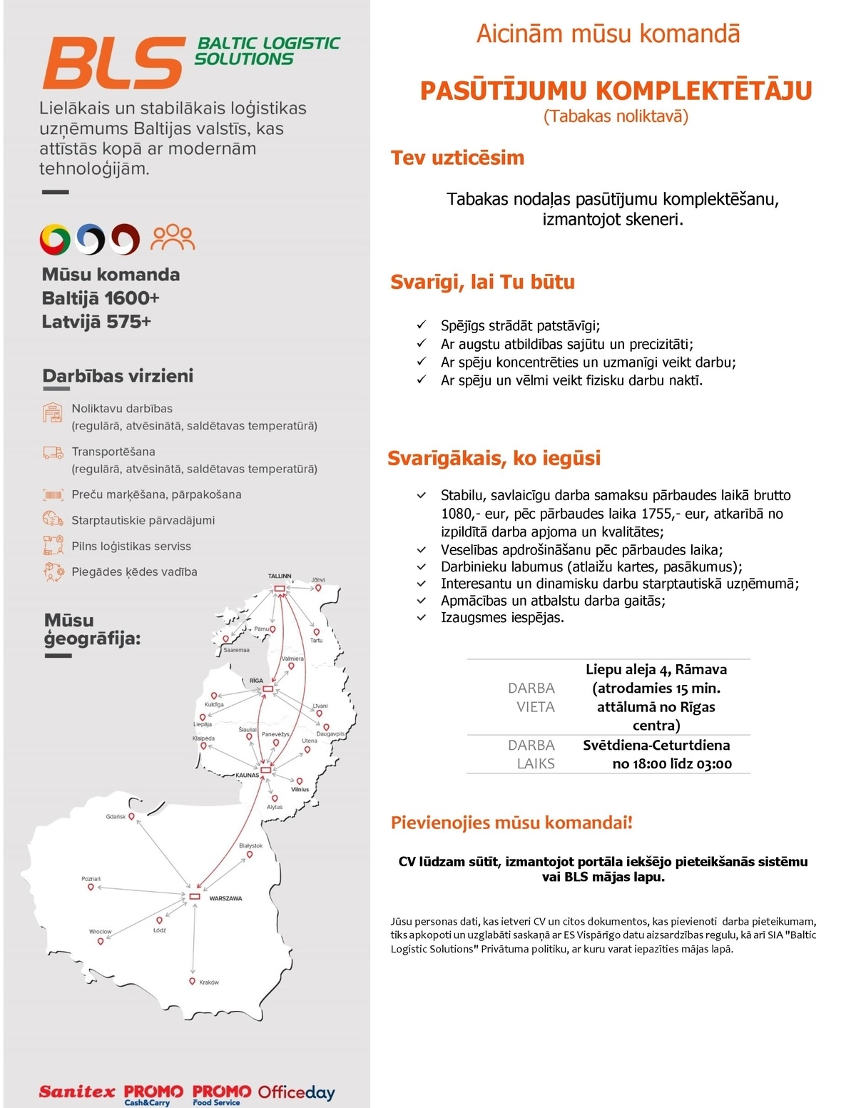 Baltic Logistic Solutions Pasūtījumu komplektētājs/-a tabakas noliktavā (nakts maiņās)