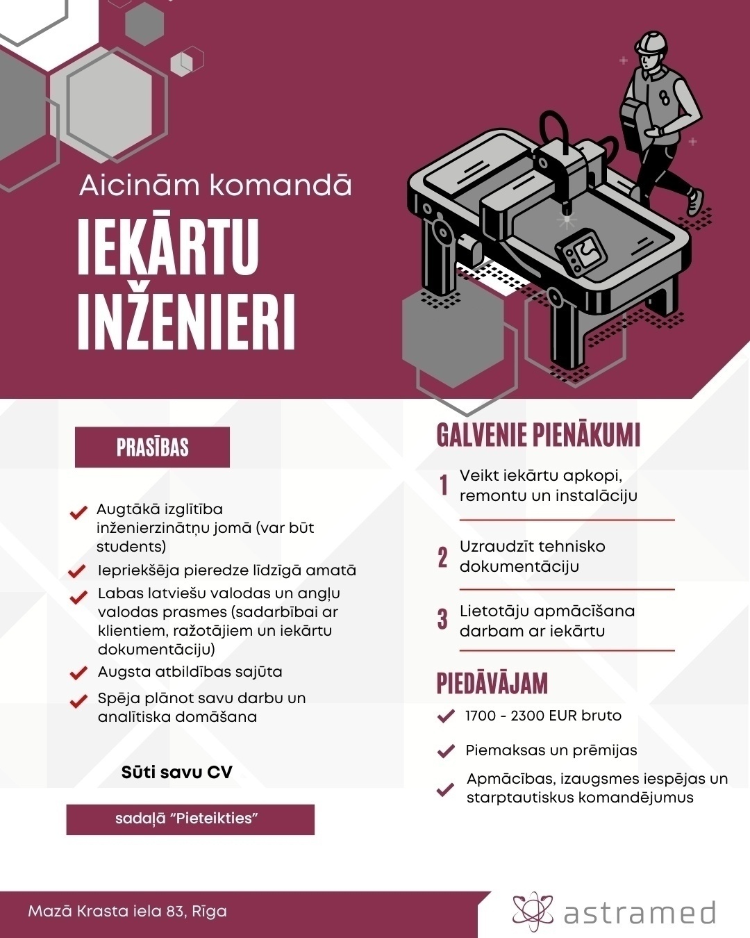 AstraMed, SIA Elektroiekārtu inženieris/-e