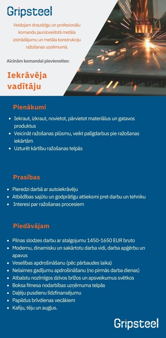 GRIPsteel, SIA Iekrāvēja vadītājs/-a